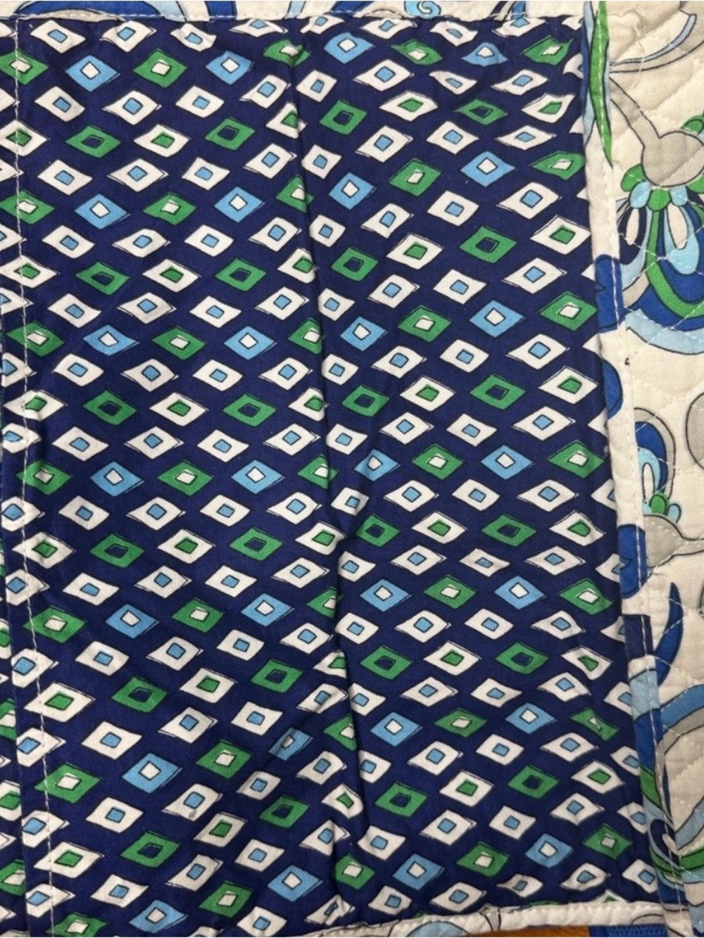 Vera Bradley Mediterranean Messenger Bag /Large Purse Laptop Blue White Floral - Picture 14 of 16